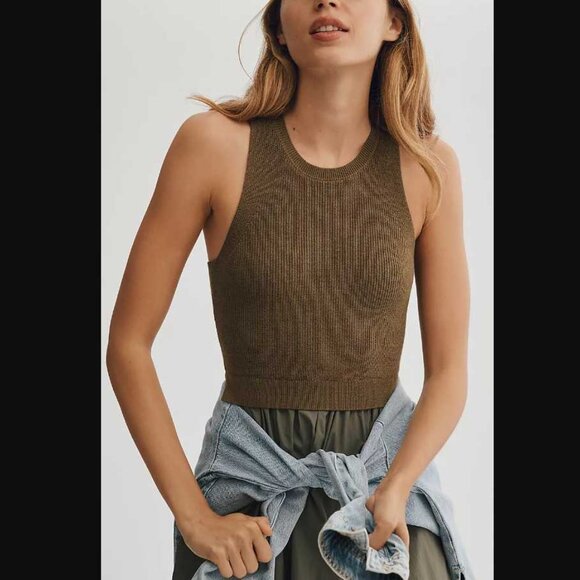 New S Anthropologie x Daily Practice Placid sweater dress in Moss Green - Picture 2 of 11